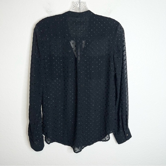 Abercrombie & Fitch top women XS Black Metallic Dot sheer button down shirt E - Picture 4 of 6